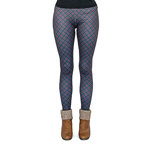 cosey - Business Line Leggings (Einheitsgröße) - Design Kleinkariert Rot-Grün