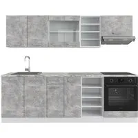 Vicco Küchenzeile R-Line, Beton/Weiß – Flexible Komplettlösung