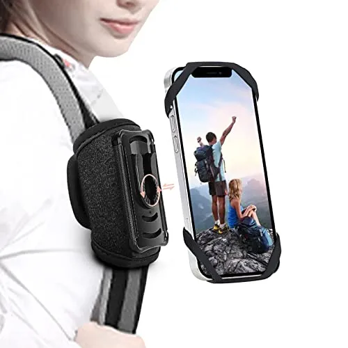 Outdoor Handy-Halter mit abnehmbare Halterung Handytasche Rucksack,Rucksack Handyhalter,Smartphone Tasche Schutzhülle für Most iPhone, Samsung,Schwarz