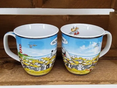 Hösti Kaffeebecher Moin Möwen Wattwurm Schaf Robbe Leuchtturm Becher Cartoon