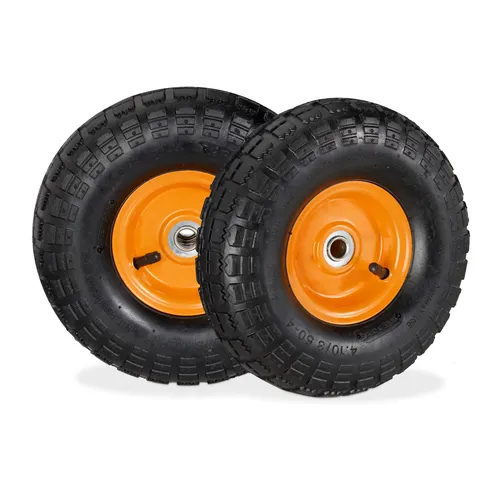 Relaxdays Sackkarrenrad 2er Set - Luftbereifung: Robuste Sackkarrenräder mit 136 kg Traglast und hoher Fahrkomfort dank luftbereiftem Design. Ideal für Schubkarren, Bollerwagen und Gartenarbeiten.