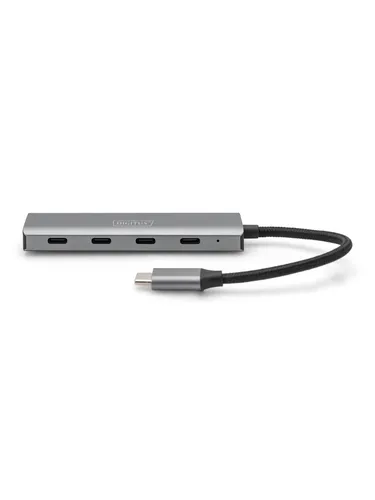 DIGITUS 4-Port USB-C Hub - Grau - USB Hub mit 4 x USB-C Anschlüssen, ideal für eine erweiterte Verbindung und optimale Datenübertragung auf Ihrem Desktop.