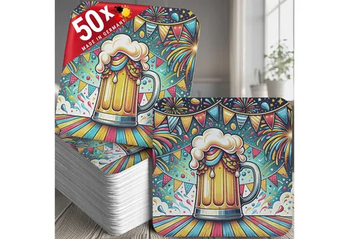 Funke & Brand Bierdeckel Party - 50x Untersetzer für Geburtstag Gartenfeier
