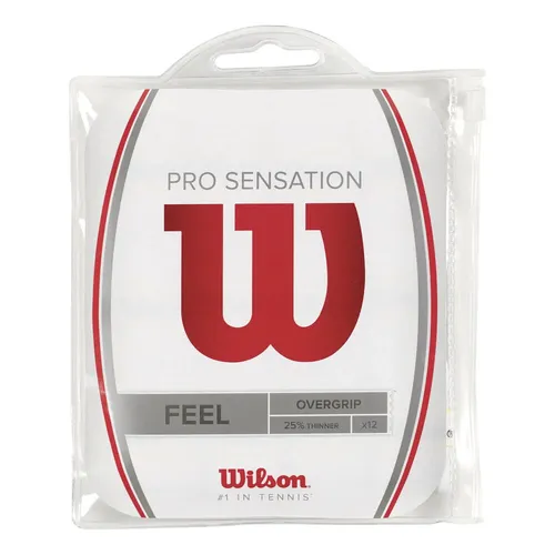 Wilson PRO OG Sensation 12PK WH Overgrip - Weiß, Standard - Tennis-Zubehör, sorgt für hervorragenden Grip und Komfort während des Spiels, ideal für Wettkämpfe und Training.