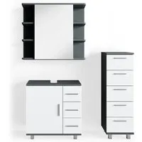 Vicco Badmöbel-Set Ilias, Weiß/Anthrazit, 3-teilig