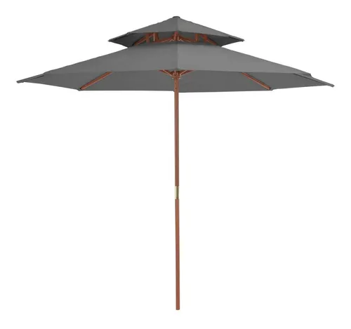 Sonnenschirm mit Entlüftung und Holz-Mast 270 cm Anthrazit - Sonnenschirm mit Holz-Mast und Entlüftung, bietet optimalen Schutz vor Sonne und Wind, ideal für Garten und Terrasse.