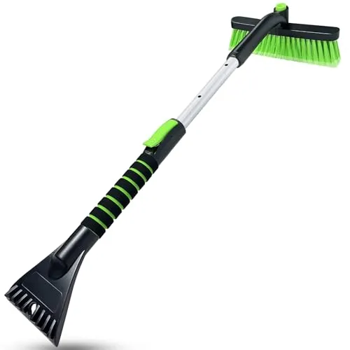 Eiskratzer Auto, SEAAES verbesserte Auto Reinigungsbürste ausziehbare Schneebürste Schneebesen mit Drehbarer Bürstenkopf und Ergonomischem Schaumstoffgriff für Auto SUV LKW Windschutzscheibe