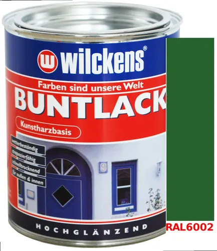 Kunstharzbasis Buntlack Kunstharzfarbe 375ml Hochglanz Farbe Laubgrün RAL6002