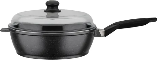 GSW Schmorpfanne Titanium Granit, Aluminiumguss (1-tlg), Induktion - Pfanne mit langlebiger TITAN Hartgrund Antihaft-Versiegelung für fettfreies Kochen. Ideal für alle Herdarten, inklusive Induktion, und leicht zu reinigen.