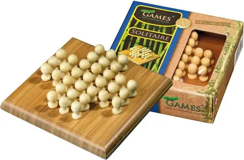 Philos Solitaire - Minispiel - Bambus 242676 - Gesellschaftsspiel für 1 Person aus hochwertigem Bambus, perfekt für entspannte Stunden und zur Förderung von Konzentration und strategischem Denken.