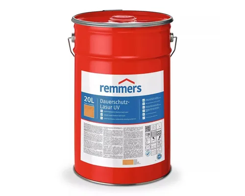 Remmers Dauerschutz-Lasur UV Pinie/Lärche 20 l - Holzlasur mit sehr hohem UV-Schutz, ideal für Außenanwendungen. Wetter- und schmutzabweisend, schützt Holz vor Verblassen und ist biozidfrei.