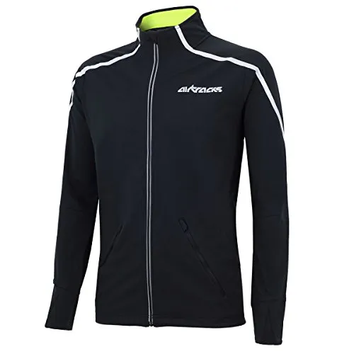 Airtracks Herren Thermo Fahrradjacke - Schwarz - XL - Vielseitige Thermo Fahrradjacke für Herren, atmungsaktiv und winddicht. Ideal für kühle Tage mit optimalem Tragekomfort und reflektierenden Elementen für mehr Sicherheit.