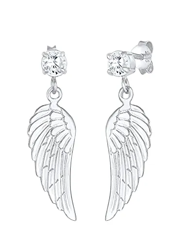 Nenalina Ohrringe Silber 925 mit Engelsflügeln und Zirkonia - Ohrringe für Damen im himmlischen Engelsflügel Design, gefertigt aus hochwertigem 925er Sterlingsilber, ideal als Geschenk für besondere Anlässe.
