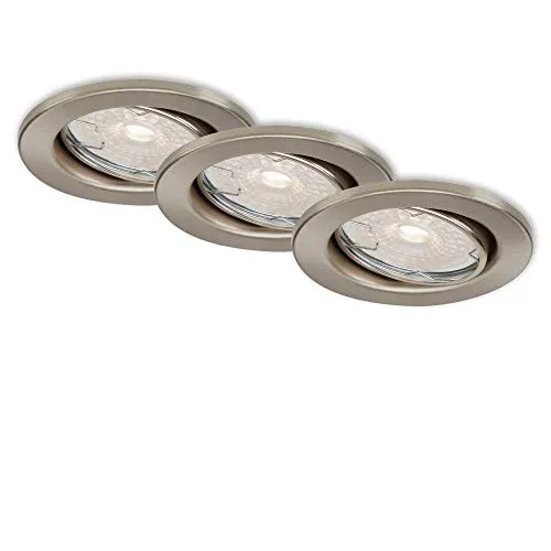 BRILONER Leuchten - LED Einbauleuchten 3er Set, dimmbar & schwenkbar - Moderne LED Einbauleuchten in matt-nickel (3er Set) mit schwenkbaren Modulen. Ideal für Wohnzimmer, Schlafzimmer oder Flur, sorgen sie für individuelle Lichtgestaltung und überzeugen durch ihre lange Lebensdauer von ca. 25.000 Stunden.