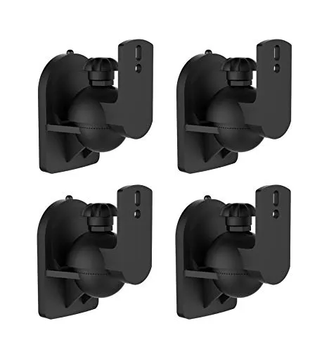 conecto CC50297 Lautsprecher Universal-Wandhalterung, neigbar -20° bis 20°, schwenkbar -70° bis 70°, Wandabstand 64mm, Traglast max. 3,5kg, 4er-Set, schwarz