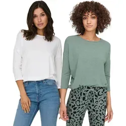 ONLY 3/4 Arm-Pullover (Set, 2er-Pack) Locker geschnitten weiß S (36)