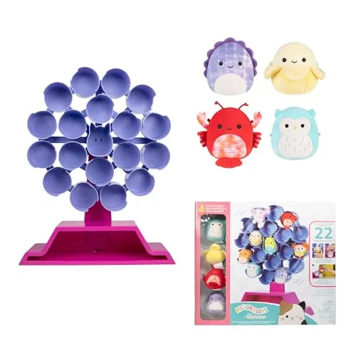 Squishmallows Micromallows Play&Display Ferris Wheel - Spielsets: Rotierendes Ferris Wheel für Micromallows mit Platz für 22 Figuren – inklusive 4 exklusiven 6 cm Squishmallows, ideal zum Ausstellen und Erweitern deiner Sammlung!