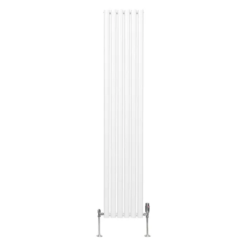 Monstershop Oval Röhrenheizkörper 1800mm x 360mm Weiß mit Chrom Ventilen
