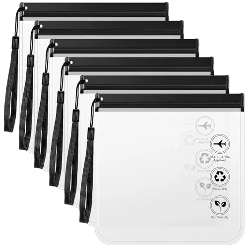 Tatxmalv 6 Stück Transparente Kulturtasche, 20 X 20 cm Flüssigkeitsbeutel Beutel, 1 Liter Flugzeug Reisezubehör Kulturbeutel, wasserdichte Kulturbeutel Kosmetiktasche, Handgepäck mit Griff