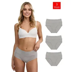 Tazzio Taillenslip 3er-Pack Damen Slip F920 (Packung, 3-St) hoher Bund kaschiert, zeichnet sich nicht ab grau XL