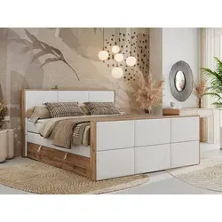 MKS MEBLE Doppelbett ALBERO 2 KING DUO 160x200 cm - Elegantes Boxspringbett mit zwei 7-Zonen Multipocket-Matratzen, ideal für erholsamen Schlaf. Inklusive Stauraum und edlem Design für Ihr Schlafzimmer.