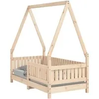 vidaXL Kinderbett 70x140 cm aus massivem Kiefernholz - Braun - Gemütliches Kinderbett in Hausform aus robustem Kiefernholz, ideal für Kinder von 18 Monaten bis 4 Jahren. Die niedrige Bauweise ermöglicht einfaches Ein- und Aussteigen.