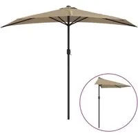 furnicato Balkon-Sonnenschirm Taupe 270x144 cm Halbrund - Eleganter Balkon-Sonnenschirm mit stabilem Aluminiummast und 5 robusten Schirmrippen. Ideal für schattige Plätzchen im Garten. Einfach zu bedienen dank Kurbelmechanismus. Perfekt für entspannte Stunden im Freien.