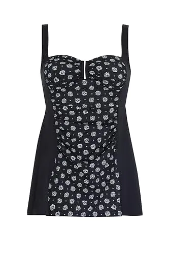 Sunmarin Tankini Unifarben Blumenmuster Zweiteiler Set mit Softschalen verstellbare Träger