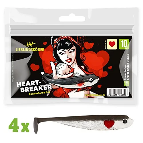 Lieblingsköder Gummifische zum Zanderangeln mit Gummifisch 10 cm, Farbe Lieblingsköder:Heartbreaker 4