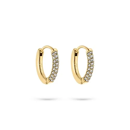 s.Oliver Ohrring - Elegante Creolen aus poliertem Edelstahl in Gold - Stilvolle s.Oliver Creolen aus hochwertigem, poliertem Edelstahl. Mit einem Durchmesser von 14 mm und Klappschließe sind sie perfekt für jeden Anlass. Geliefert in einem wiederverwendbaren Baumwoll-Säckchen, ideal als Geschenk.