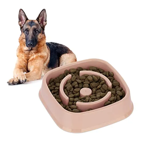 Relaxdays Anti Schling Napf - Futternapf für Hunde, 800 ml, fördert langsames Fressen und ist spülmaschinenfest in Rosa