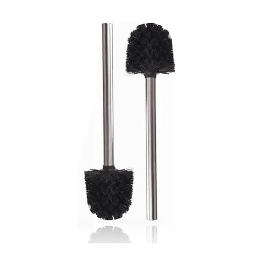 EINESIN 2er Set Klobürsten Schwarz, WC-Bürste Toilettenbürste Edelstahlgriff rostfrei mit austauschbarem Kopf, 8 cm Durchmesser