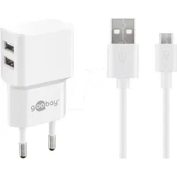 Goobay Micro USB Dual Ladeset 2,4 A, Weiß, 1 m - Weiß