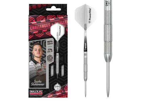 BULL'S Challenger Steel Dart S.Stuhlemmer - 23g - Hochwertige 90% Tungsten Dartpfeile, 23g mit klassischem Ringgrip und retro-inspiriertem Ananas-Grip für präzises Spielgefühl. Ideal für Spieler, die Tradition und moderne Qualität schätzen.