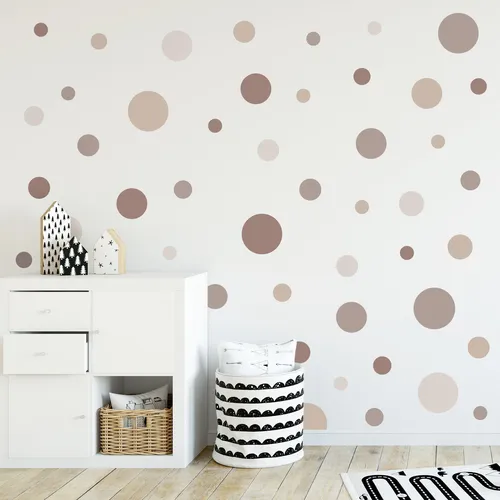 Wandtattoo Kreise Set 120 Stück Beige Punkte Sticker Y068