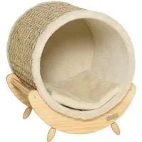 PawHut Katzenhöhle mit Regal und Kratzunterlage - Katzenhöhlen & -häuser, integrierte Kratzfläche schützt Möbel und bietet Komfort mit einem gemütlichen Kissen für optimale Entspannung.