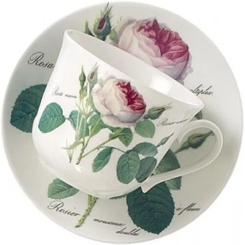 Roy Kirkham Jumbotasse mit Untere Redoute Roses 0,4l Fine Bone China