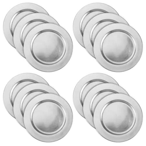 com-four® 12x Platzteller gebürstet - wiederverwendbare Unterteller - Tischdeko - edle Dekoteller für Hochzeit, Familienfeier, Weihnachten - Ø 33 cm Servierplatten