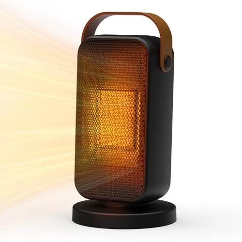 Heizlüfter Energiesparend Klein, 1200W Heizung Elektrisch mit Thermostat, PTC Keramik Heizlüfter Leise, 3 Modi, Überhitzungs- & Kippschutz, Elektroheizung für Schlafzimmer, zu Hause, Büro (Schwarz)