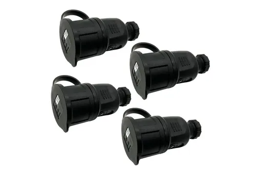 ARLI 4x Schutzkontaktkupplung Federabdeckung spritzwassergeschützt Schuko Stromadapter, IP44 Schutzkontakt Kupplung Buchse Stromkabel Verlängerung