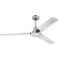 Westinghouse Deckenventilator Industrial Chrom 122 cm mit Wandschalter - Moderne Ventilatoren in Chromoptik, ideal für große Räume. Mit 4 Geschwindigkeiten und Vor- und Rückwärtslauf für Sommer- und Winterbetrieb.