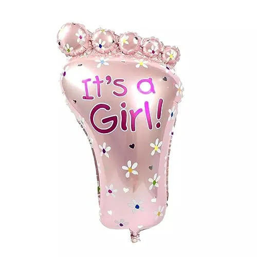 Folienballon Baby Girl, Fuß - It's a girl, ca. 76 x 44 cm - Party Luftballon Deko Dekoration Kindergeburtstag Helium Heliumballon XXL Ballon Geburt Geburtstag Baby Girl boy Mädchen Junge Babyparty