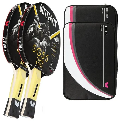 Butterfly Timo Boll SG55 Tischtennisschläger Set mit 2 Hüllen - Komplettschläger-Set für Allround-Spieler, inklusive zwei praktischen Hüllen für optimalen Schutz und Transport.