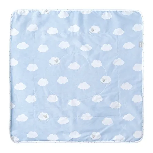 roba Babydecke Kleine Wolke aus Baumwolle - 80 x 80 cm - Kuscheldecke zum Schlafen, Krabbeln & Spielen - 2 seitige Decke für Babys - Blau