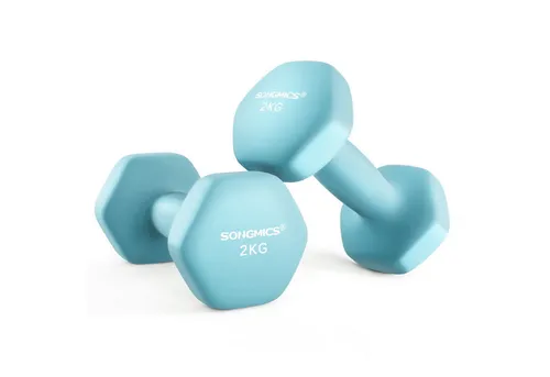 SONGMICS Kurzhantel Hantelset, Kurzhanteln, Hexagon, Neopren-Beschichtung, für Zuhause, (2er Set Neopren-Beschichtung, Hantelset, Kurzhanteln, Hexagon), 2 x 2 kg, Krafttraining, Workout, Fitnesstraining, für Zuhause