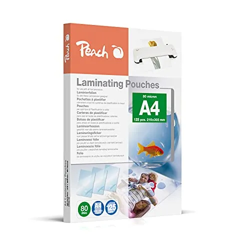 Peach Laminierfolien A4 125 Stück 2 x 80 mic glänzend - 25 Stück extra