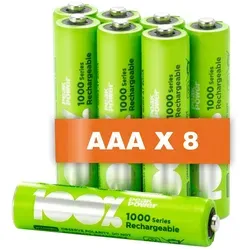 100% PeakPower Akku AAA, 8 Stück AAA Batterien wiederaufladbar, min. 800mAh, NiMH Technologie, ohne Memory-Effekt, 1,2 Volt (1,2V), geringe Selbst...