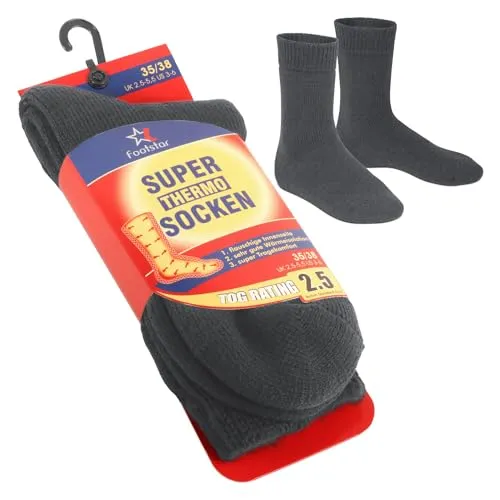 Footstar Damen und Herren Feet Heater Thermo Socken (1 Paar) Extra warme Winter Socken - Anthrazit 39-42