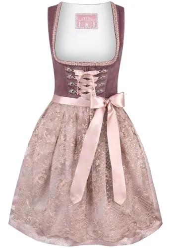 Wiesnwuid Damen Loredana Mini Dirndl, Aubergine, 30 EU - Elegantes Mini Dirndl in Aubergine für festliche Anlässe. Hochwertiger Baumwoll-Polyester-Mix sorgt für Tragekomfort und Formstabilität. Stilvolle Details wie Karree-Ausschnitt und Spitzenschürze machen es zum idealen Begleiter für Feiern.
