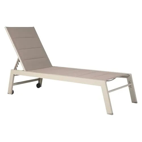 Happy Garden Sonnenliege Barbados – Taupefarbene Textilene-Liege mit verstellbarer Rückenlehne
